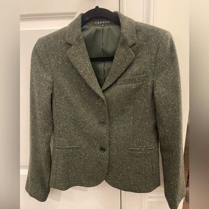 Theory dark green tweed blazer